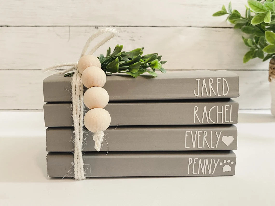 Personalized Family Names Book Stack