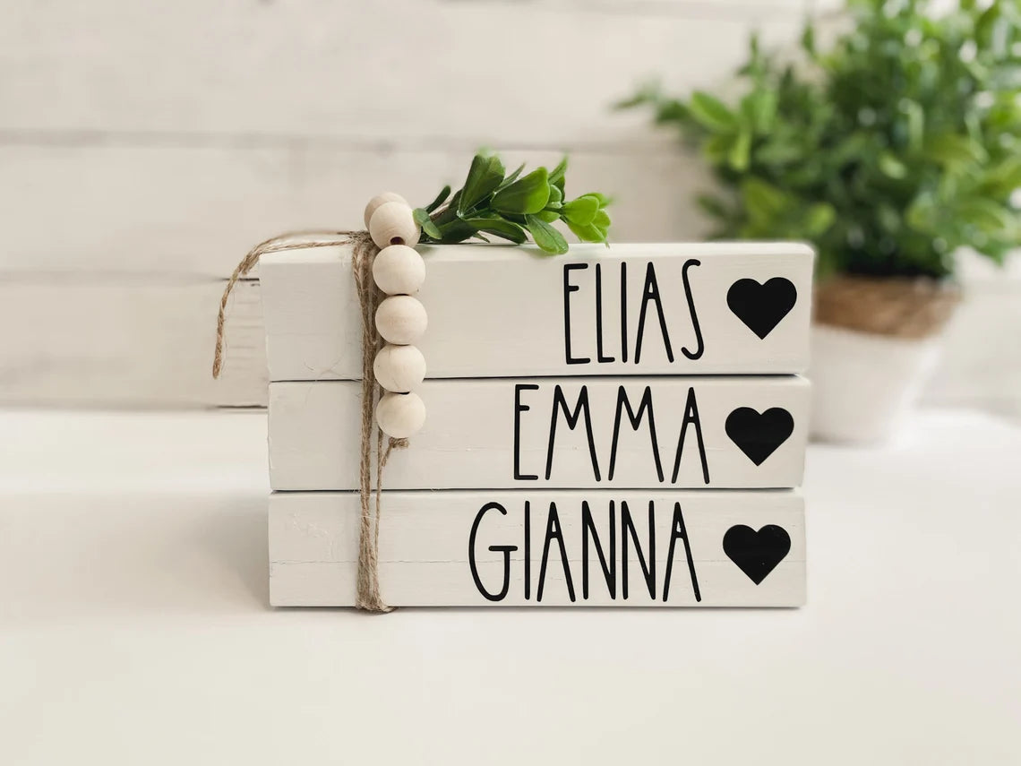 Personalized Family Names Book Stack