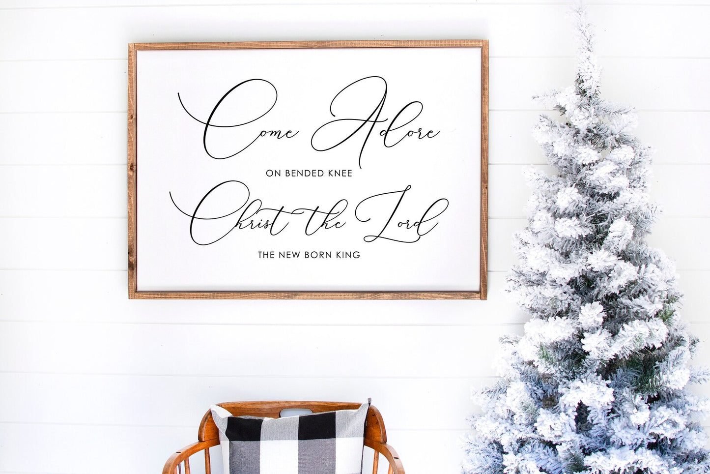 Come Adore On Bended Knee Christmas Wood Sign