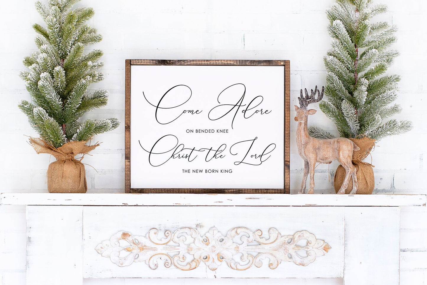 Come Adore On Bended Knee Christmas Wood Sign