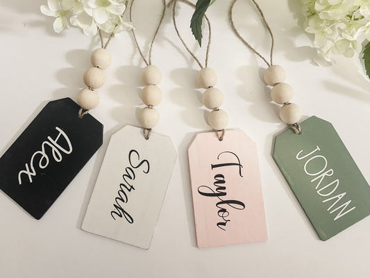 Personalized Beaded Wooden Tags