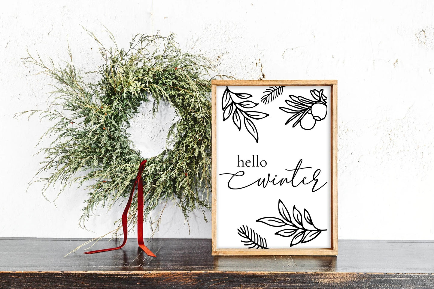 Hello Winter Handmade Sign