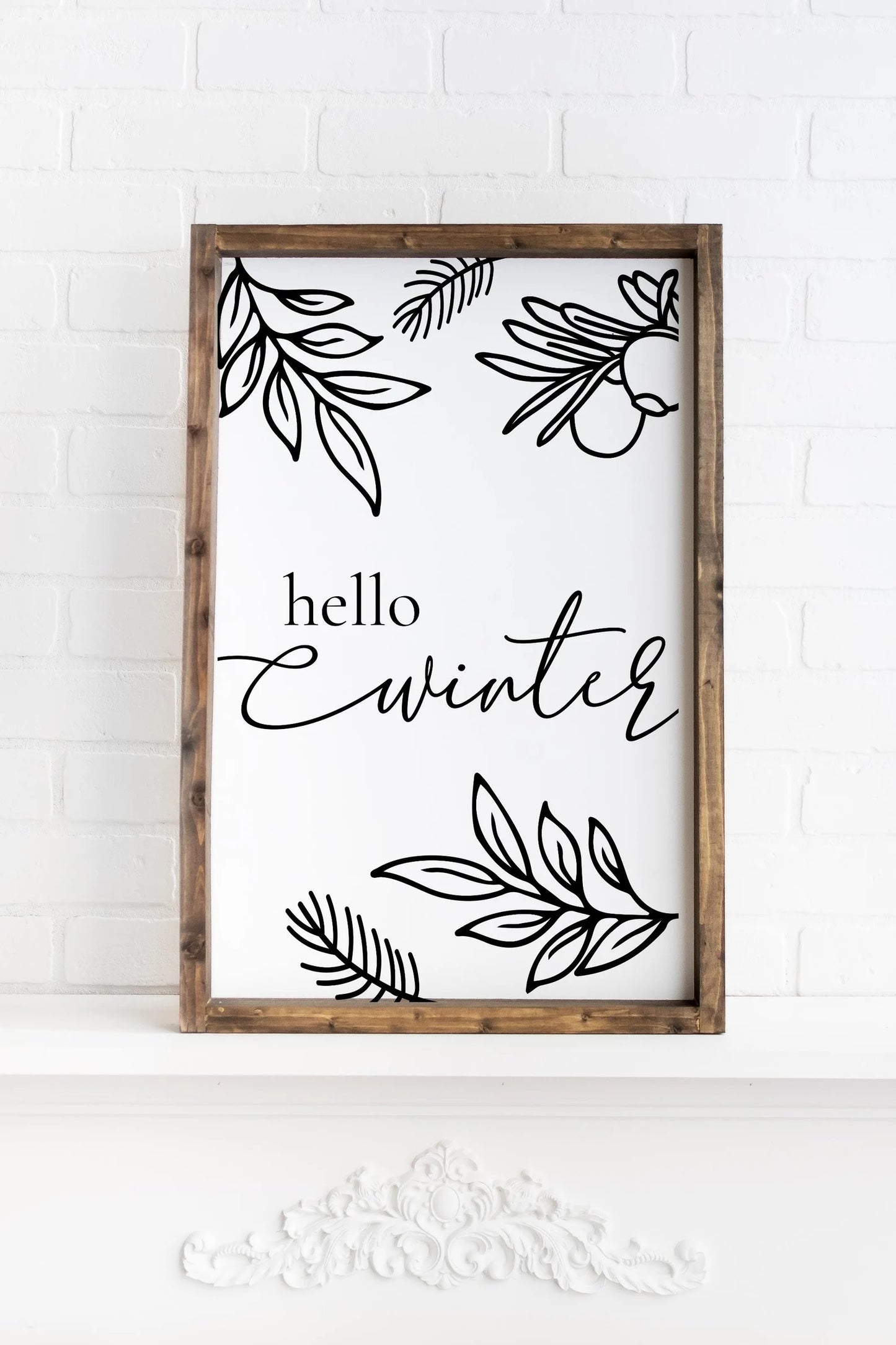 Hello Winter Handmade Sign