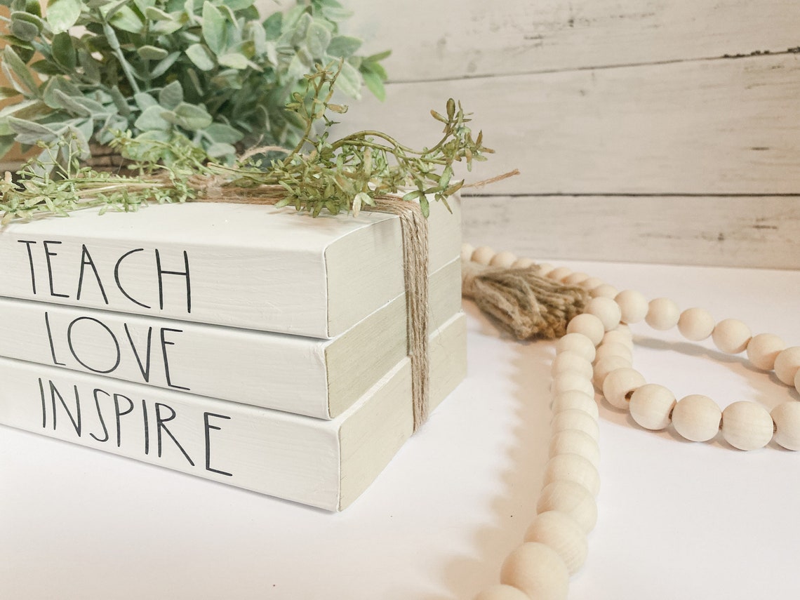 Teach, Love, Inspire Bookstack, Teacher Appreciation Gift