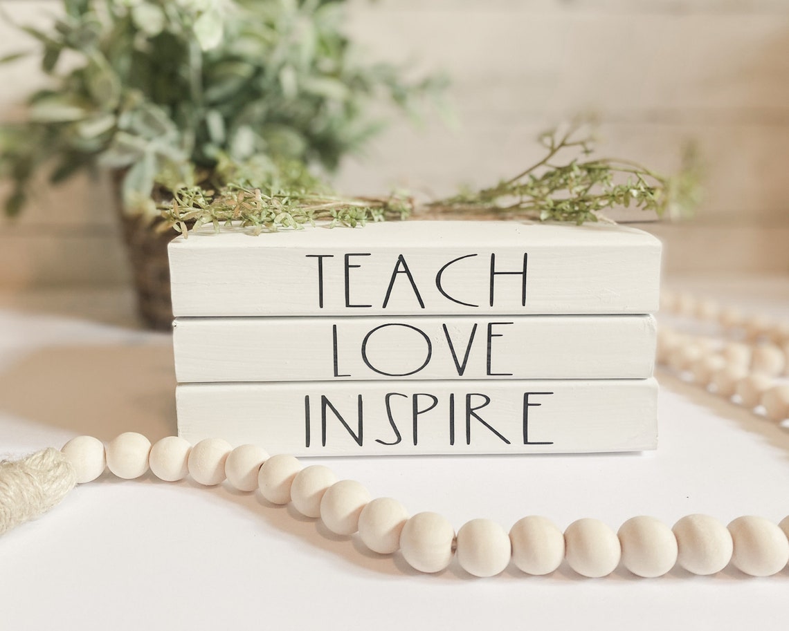 Teach, Love, Inspire Bookstack, Teacher Appreciation Gift