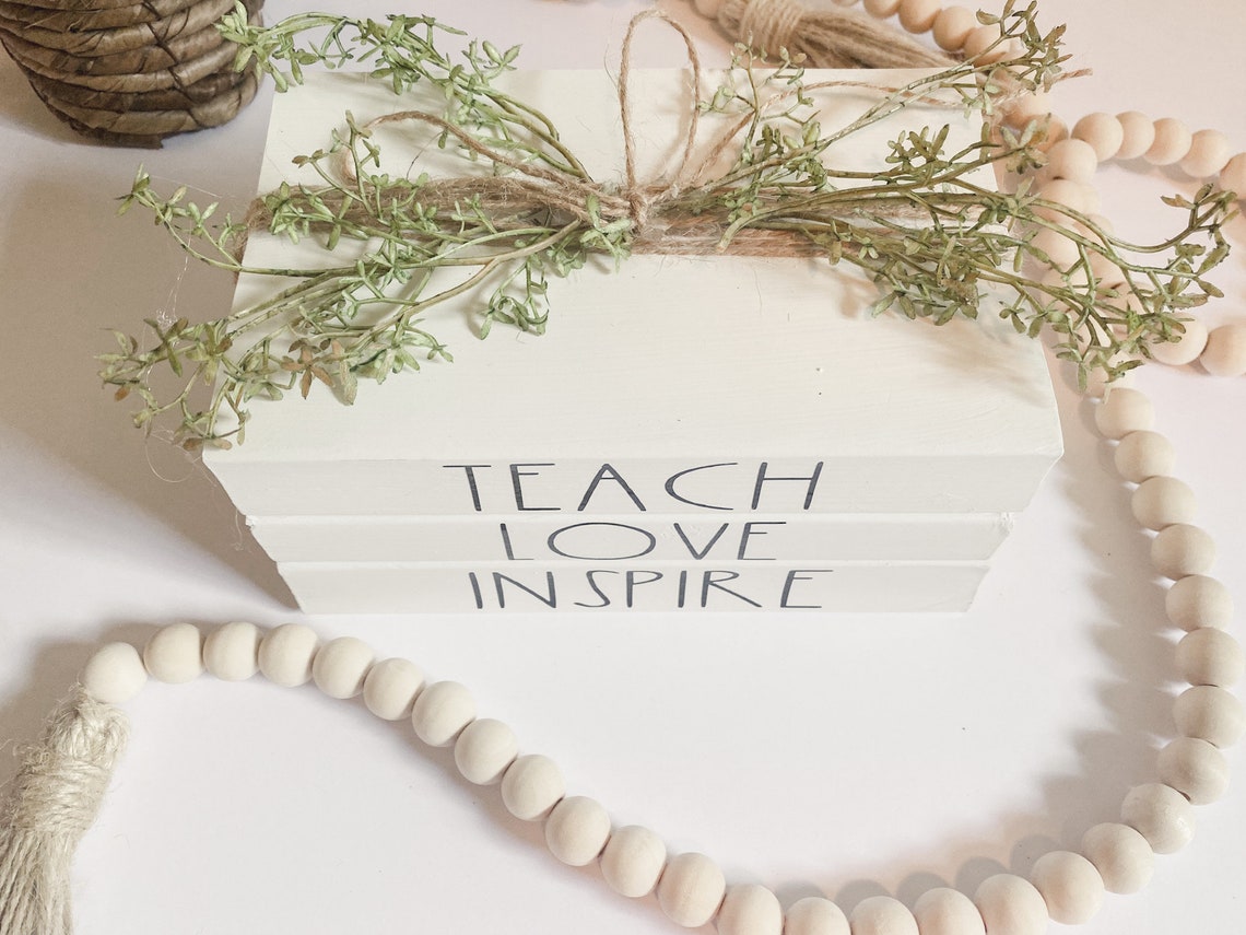 Teach, Love, Inspire Bookstack, Teacher Appreciation Gift