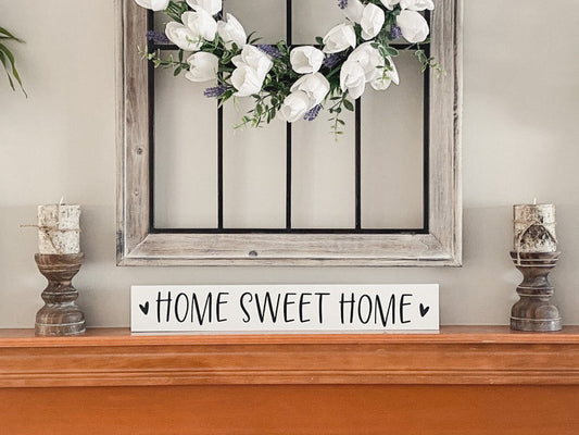 Home Sweet Home White Wood Sign