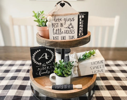 Personalized Family Name Tiered Tray Bundle