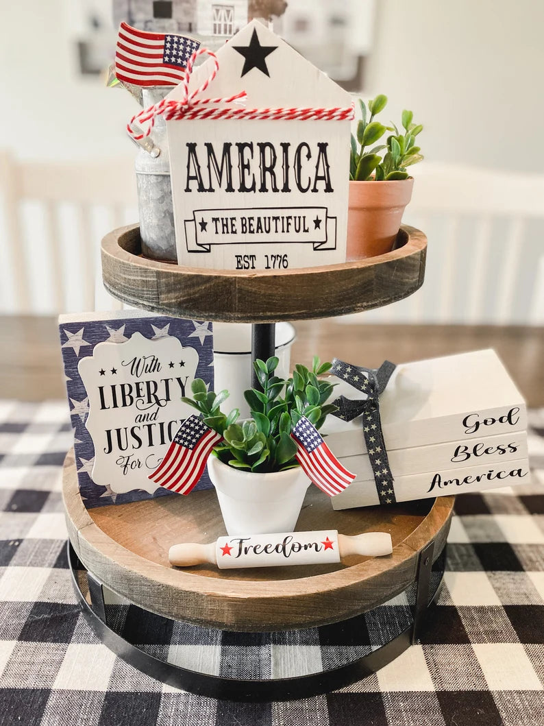 Independence Day Tiered Tray Decor